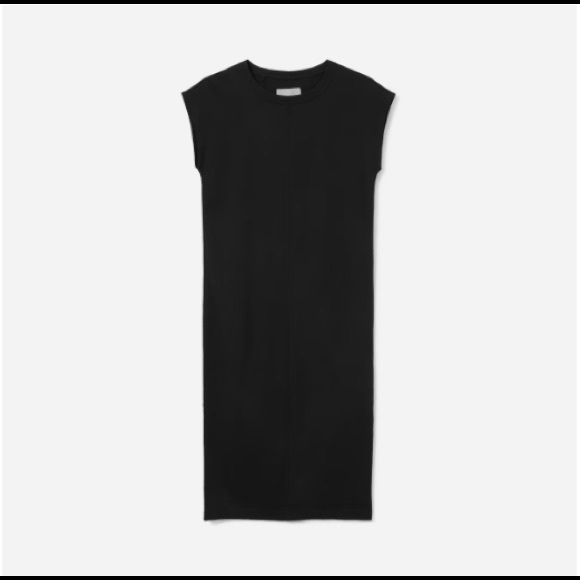 Everlane Luxe Cotton Side-Slit Tee Dress in Black - Picture 6 of 6